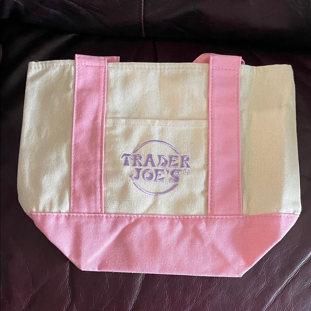 Trader Joe's Pink and Cream Tote Bag